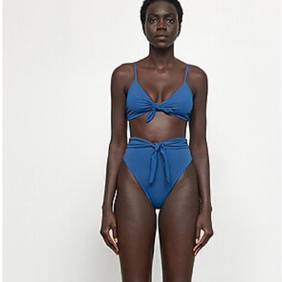 NWT Mara Hoffman Carla Knot Front Bikini Top small Pacific blue - Picture 2 of 4